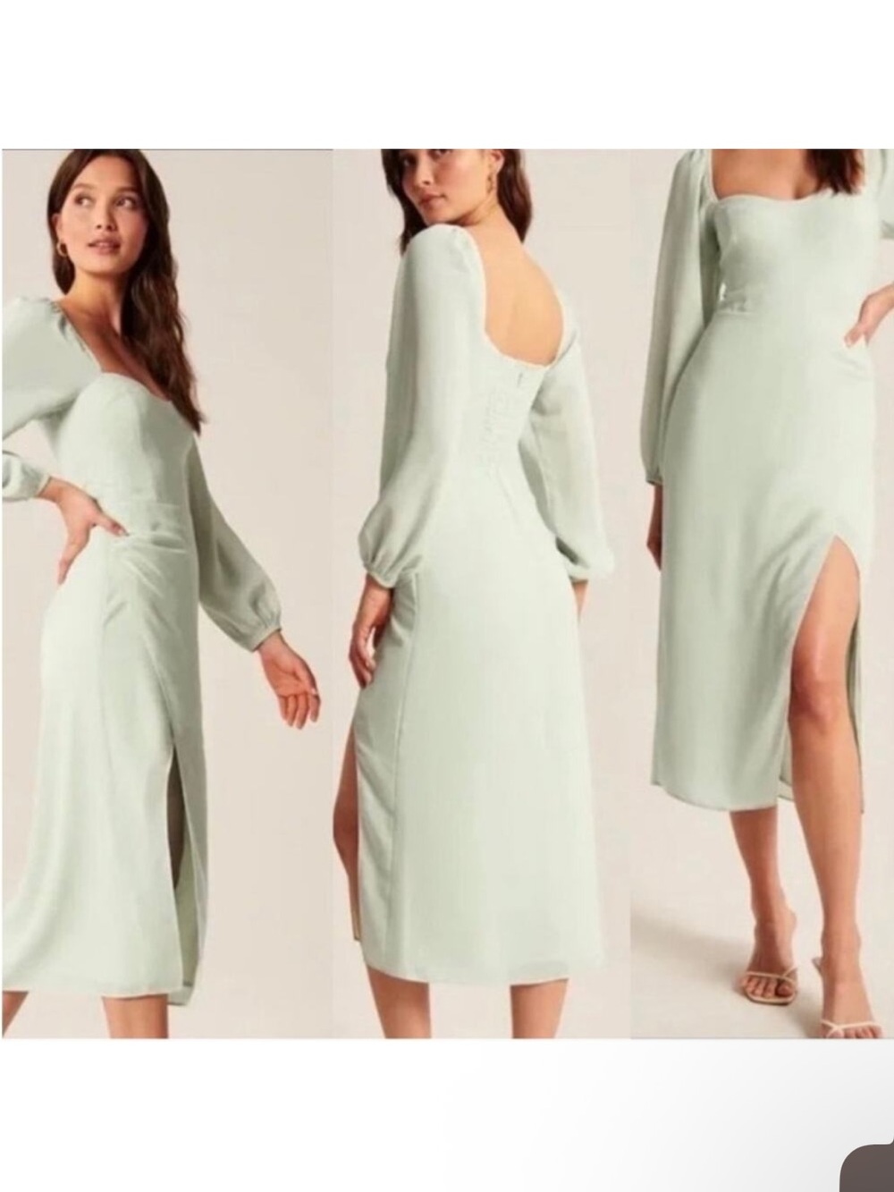 Abercrombie & Fitch Light Pastel Green Romantic Midi Dress